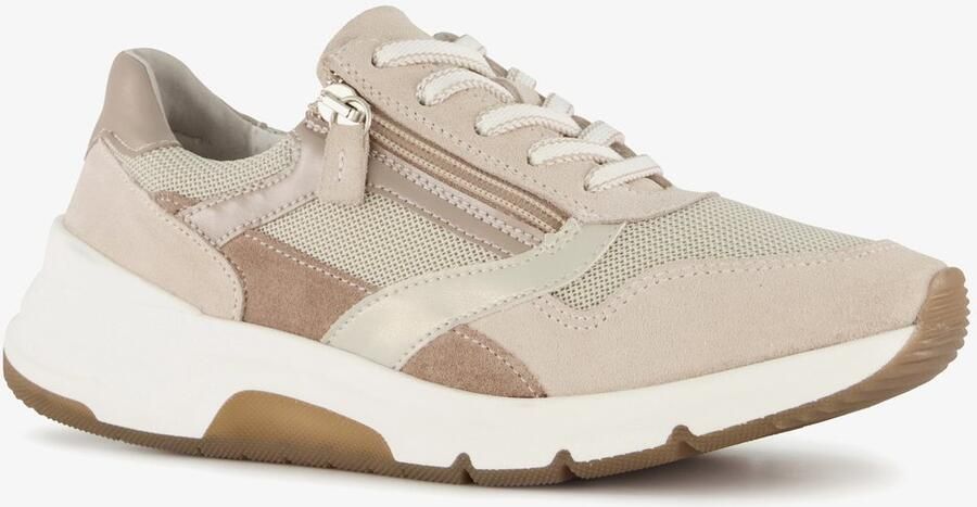 Hush Puppies suede dames sneakers beige bruin Echt leer Uitneembare zool