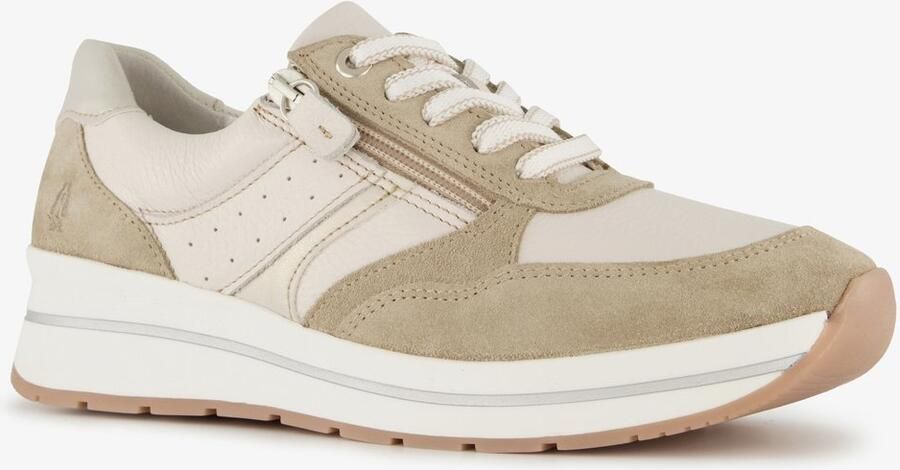 Hush Puppies suede dames sneakers beige Echt leer Uitneembare zool