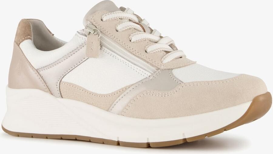 Hush Puppies suede dames sneakers beige wit Uitneembare zool