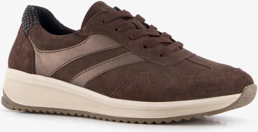 Hush Puppies suède dames sneakers bruin Echt leer Uitneembare zool