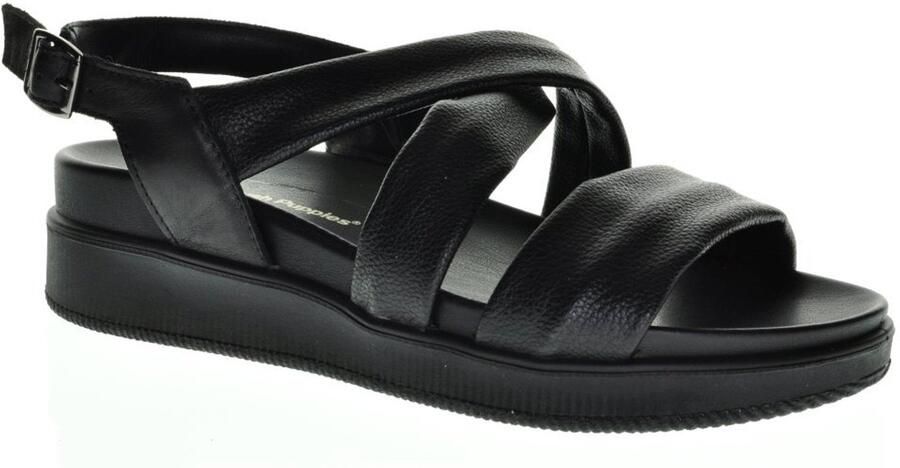 Hush Puppies Zwarte Damessandaal Verhoogde Zool