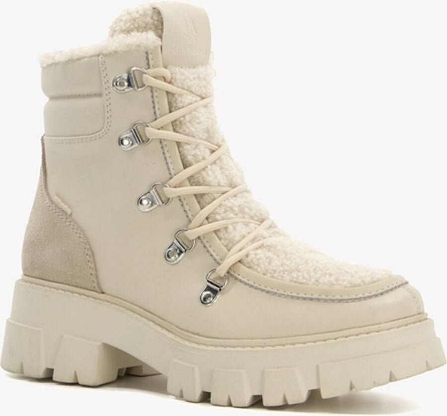 Hush Puppies gevoerde leren dames boots beige
