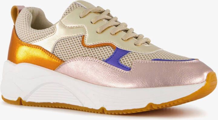 Hush Puppies leren dames dad sneakers metallic Roze Uitneembare zool