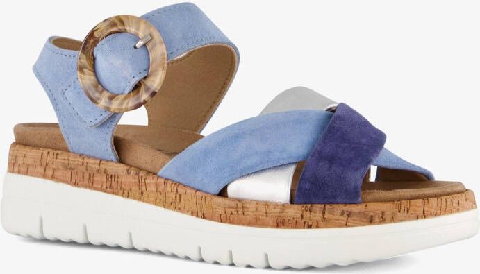 Hush Puppies leren dames sandalen blauw Uitneembare zool