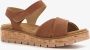 Hush Puppies leren dames sandalen cognac Uitneembare zool - Thumbnail 4