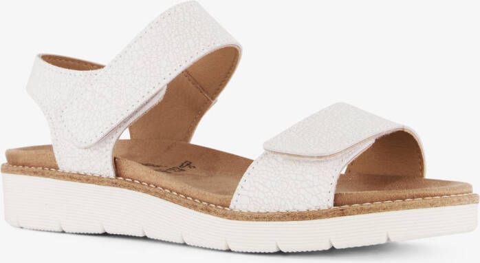 Hush Puppies leren dames sandalen met klittenband Wit Uitneembare zool