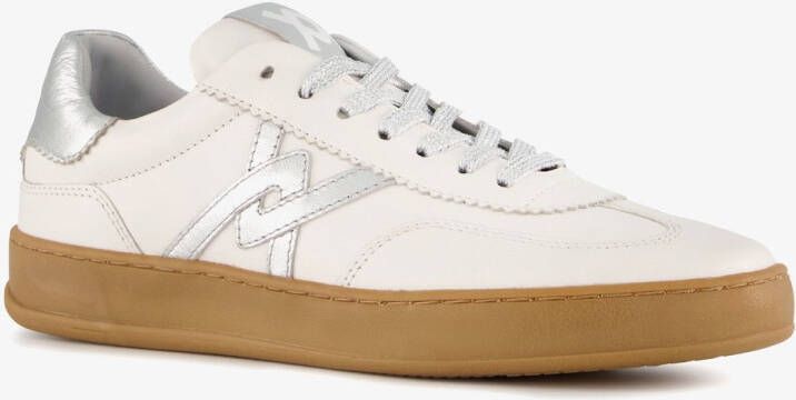 Hush Puppies leren dames sneakers metallic zilver Uitneembare zool