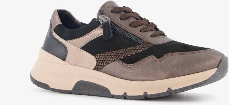 Hush Puppies leren dames sneakers zwart bruin Uitneembare zool