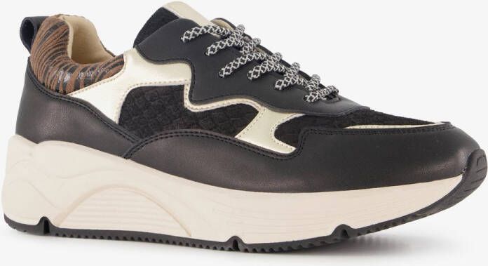 Hush Puppies leren dames sneakers zwart goud Uitneembare zool