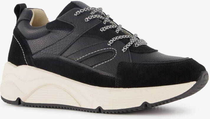 Hush Puppies leren dames sneakers zwart Uitneembare zool