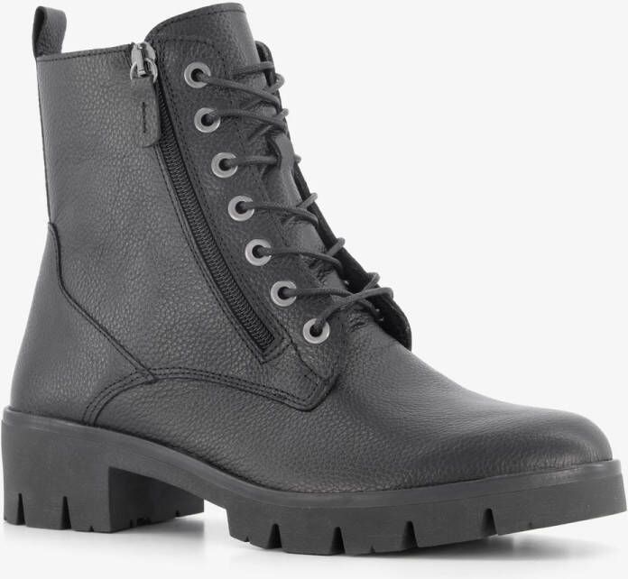 Hush Puppies leren dames veterboots zwart Uitneembare zool
