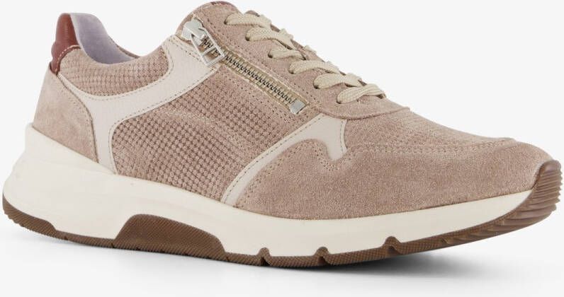 Hush Puppies leren heren sneakers beige met rits Uitneembare zool