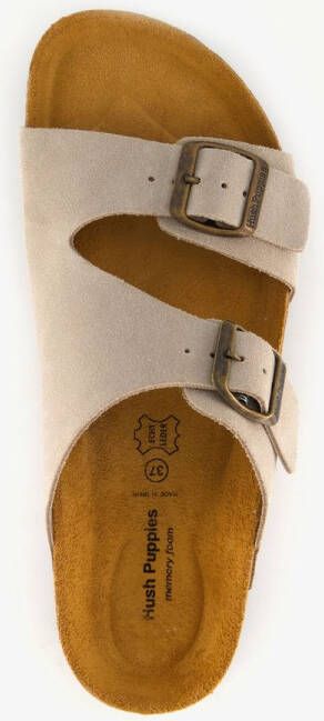 Hush Puppies suede dames bio slippers beige