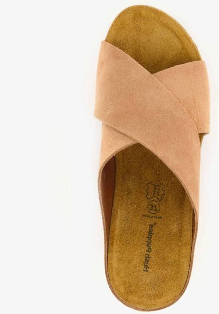 Hush Puppies suede dames slippers sleehak cognac