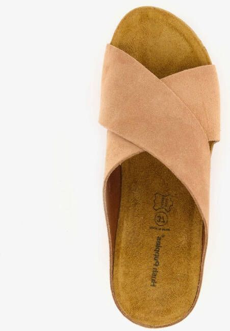 Hush Puppies suede dames slippers sleehak cognac