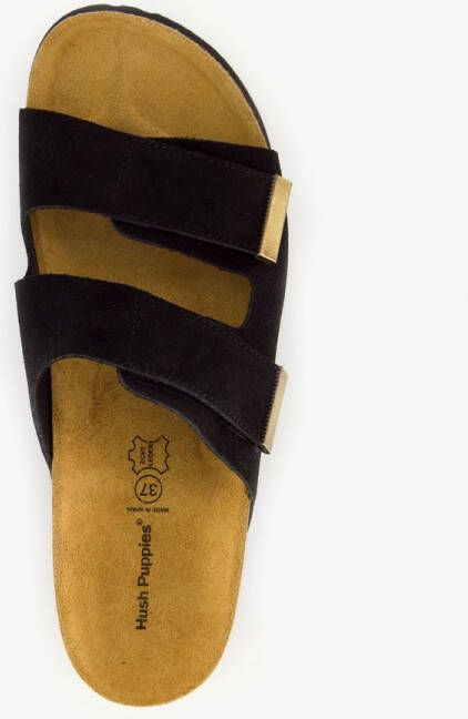Hush Puppies suede dames slippers zwart