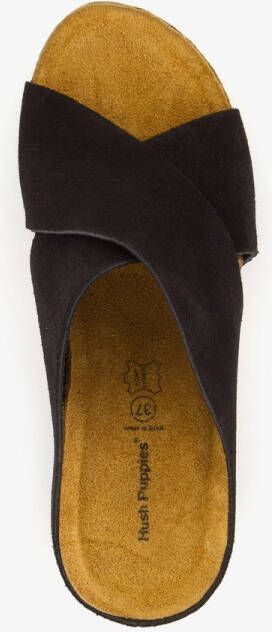Hush Puppies suede dames slippers zwart