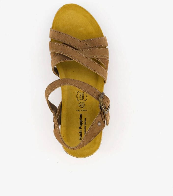 Hush Puppies suede sandalen met sleehak taupe Bruin Echt leer