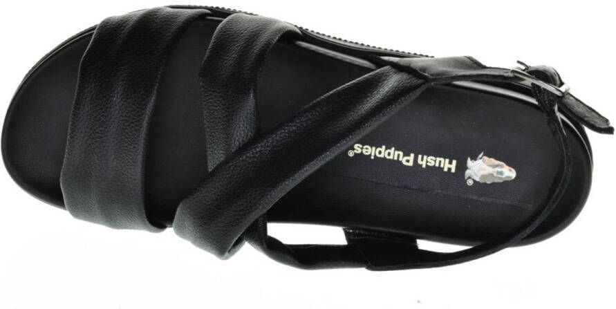 Hush Puppies Zwarte Damessandaal Verhoogde Zool
