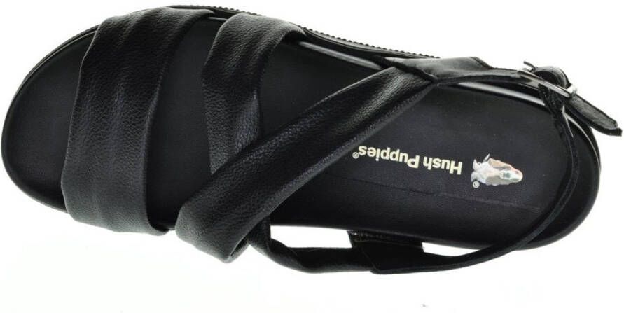 Hush Puppies Zwarte Damessandaal Verhoogde Zool