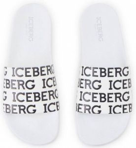 Iceberg Rubberen dia`s met logo Wit Heren