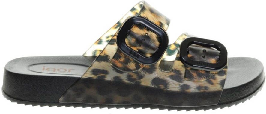 Igor Zwarte Leopard Slipper