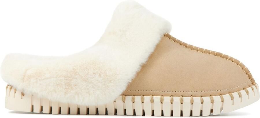 Ilse Jacobsen Pantoffels Dames Sloffen Instappers Suède Harde zool Open hiel Tulip 3871 Beige - Foto 5