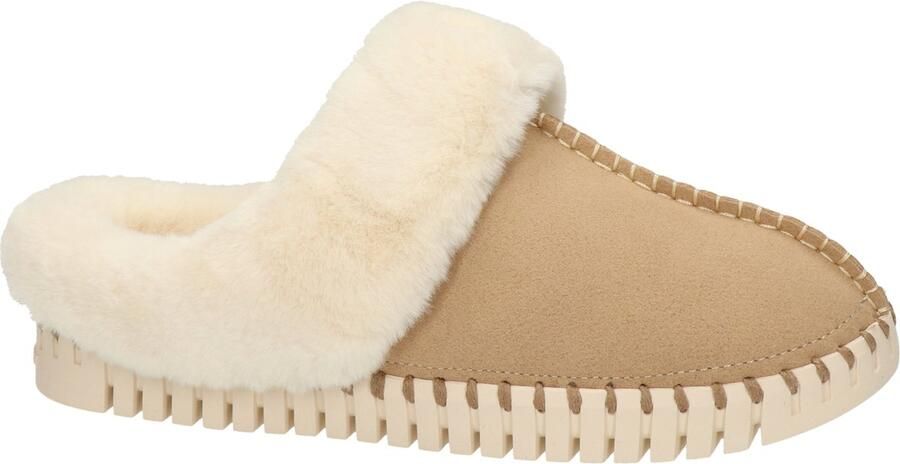 Ilse Jacobsen Pantoffels Dames Sloffen Instappers Suède Harde zool Open hiel Tulip 3871 Beige - Foto 7