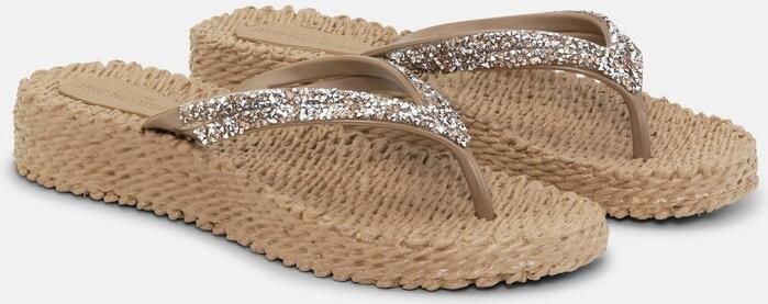 Ilse Jacobsen Platform slippers met zilveren mix strass steen CHEERFUL15