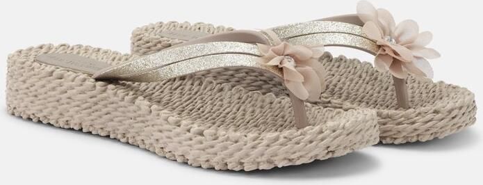 Ilse Jacobsen Slippers met bloem en lichte plateauzool CHEERFUL17F