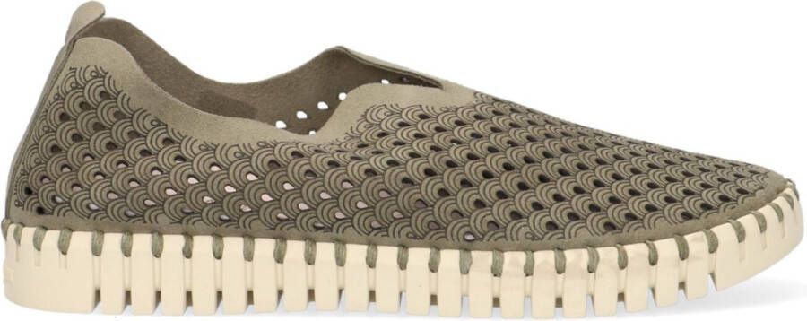 Ilse Jacobsen Instappers Dames Instapschoenen Damesschoenen Canvas Tulip 3275 Groen
