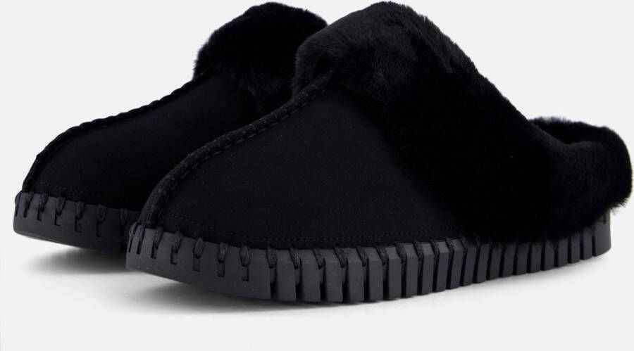 Ilse Jacobsen Pantoffels Dames Sloffen Instappers Suède Harde zool Open hiel Tulip 3871 Zwart - Foto 3