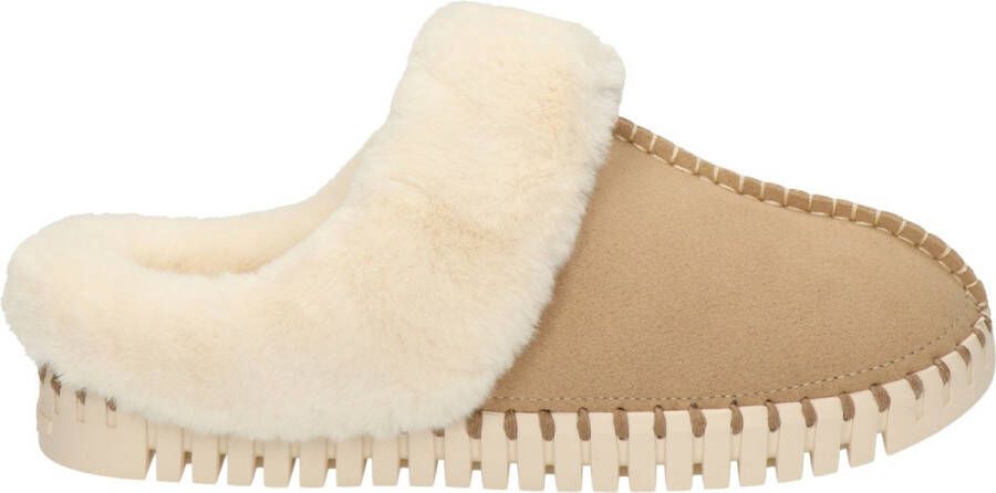 Ilse Jacobsen Pantoffels Dames Sloffen Instappers Suède Harde zool Open hiel Tulip 3871 Beige - Foto 3