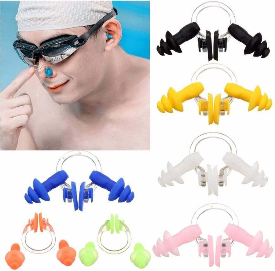 IMPORT-ALI Zwemoordopjes Oorpluggen Siliconen En Neusklem Blauw