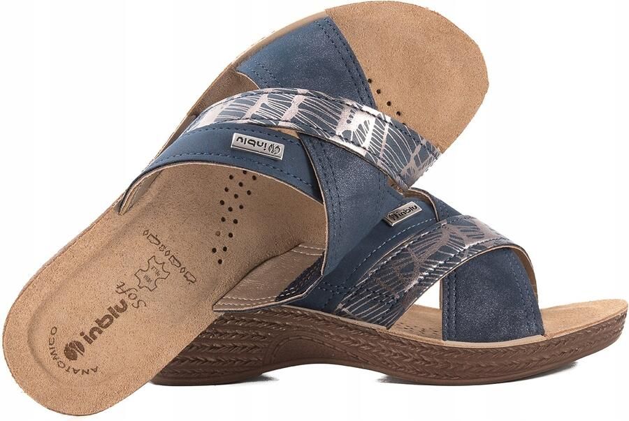 Inblu Dames Klompjes GL-55 Soft PU Navy Wedge