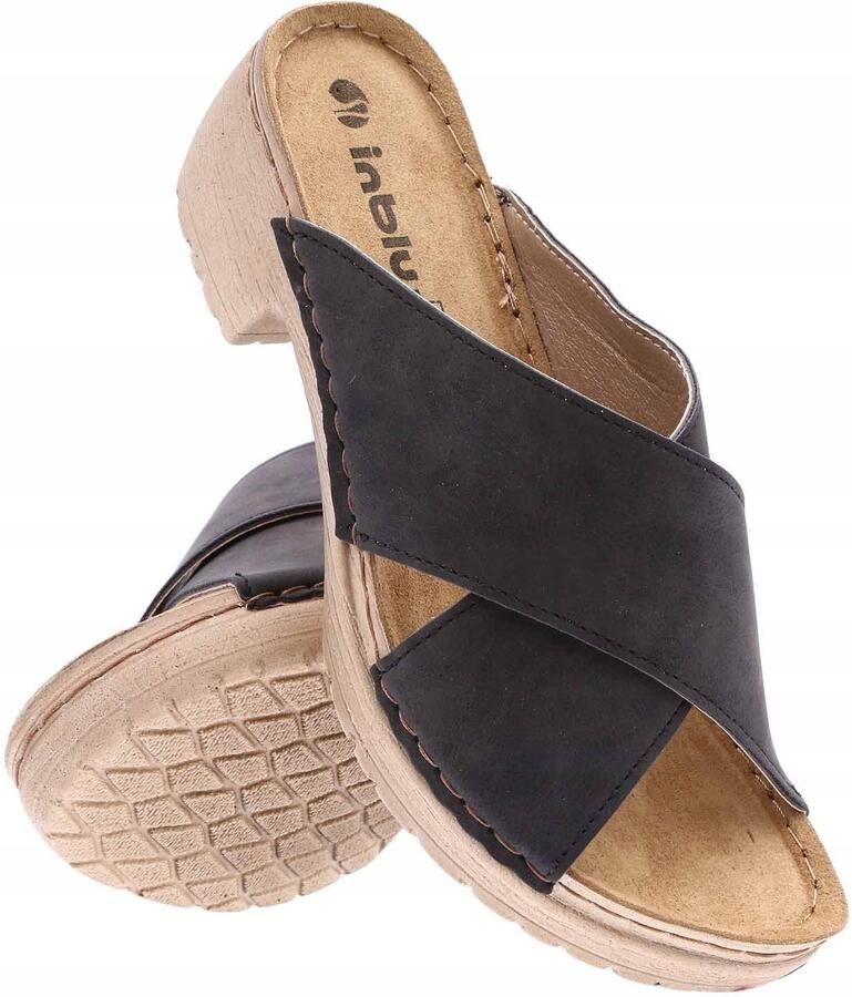 Inblu Dames Klompjes IN-BL-03 Zwart Leer