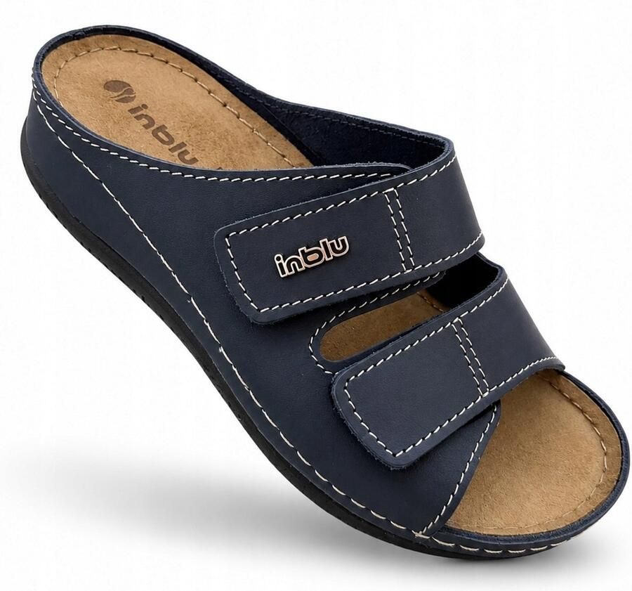 Inblu Dames Klompjes Leer Blauw Comfort & Stijl