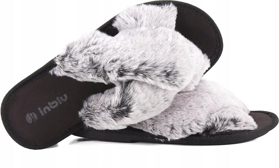 Inblu dames pantoffels 68-6D grijs met imitatiebont