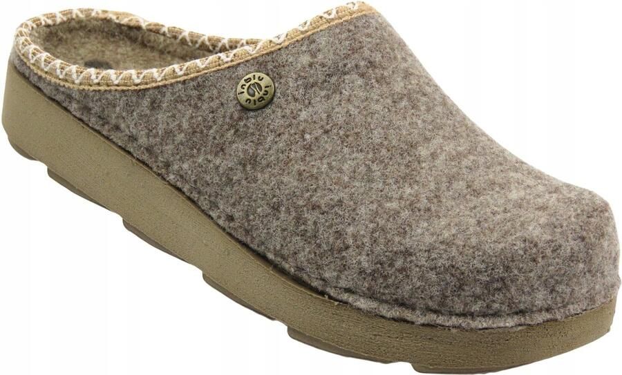 Inblu Dames pantoffels ED-31 beige warme zachte vilten huisschoenen