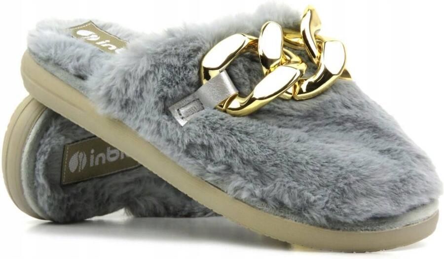 Inblu Dames Pantoffels EK-06 Zacht Warm met Gouden Ketting