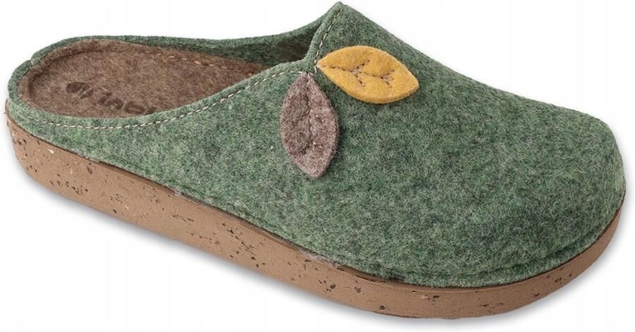 Inblu Dames Pantoffels Groen Vilt