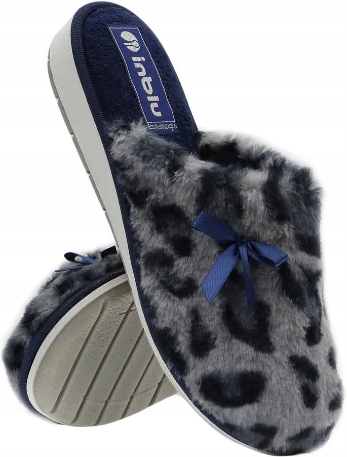 Inblu Dames Pantoffels IN-LB-94 Navy Blauw Comfortabel en Warm