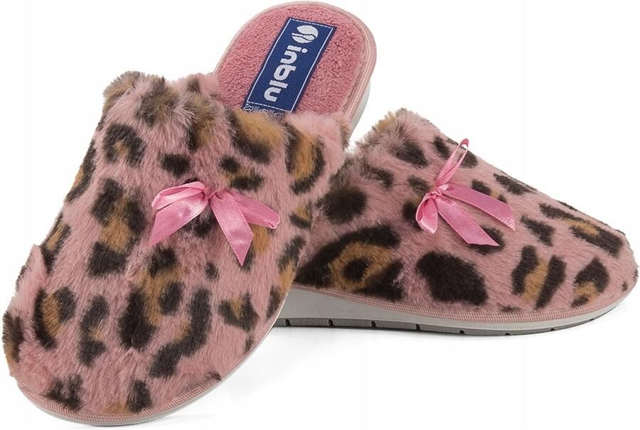 Inblu Dames Pantoffels LB-94 Panterprint Roze Bruin