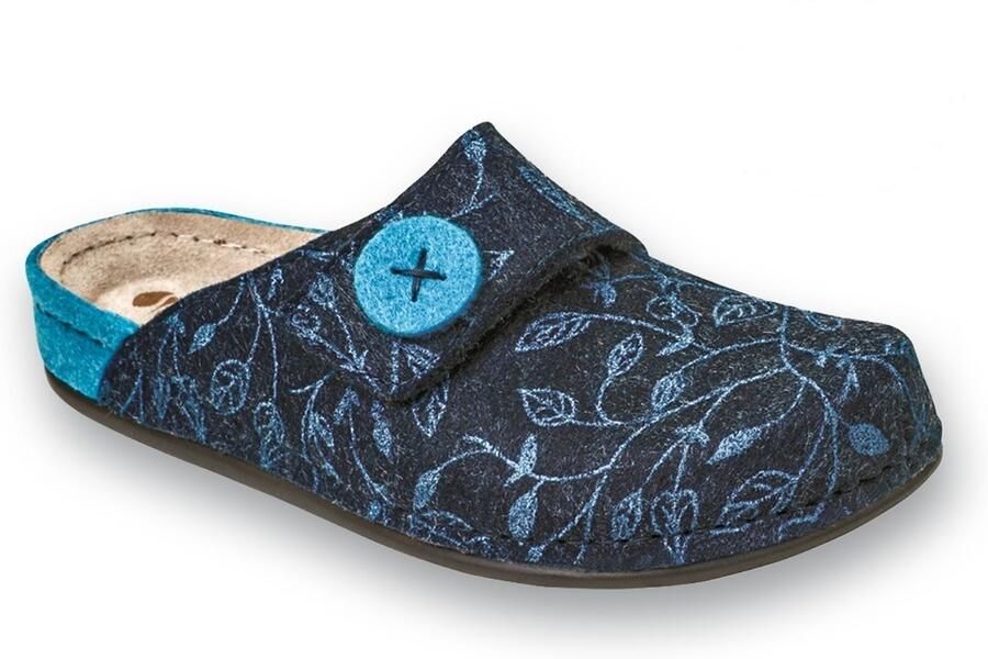 Inblu Dames Pantoffels Leer Marineblauw