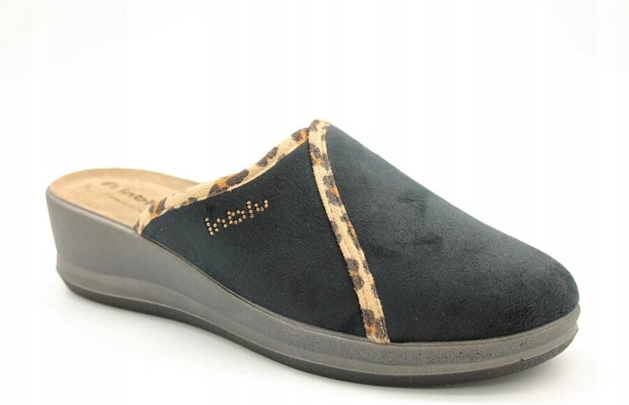 Inblu Dames Pantoffels Leer Zwart