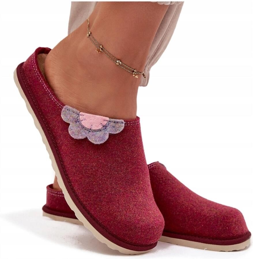 Inblu Dames Pantoffels met Bloem Bordaux