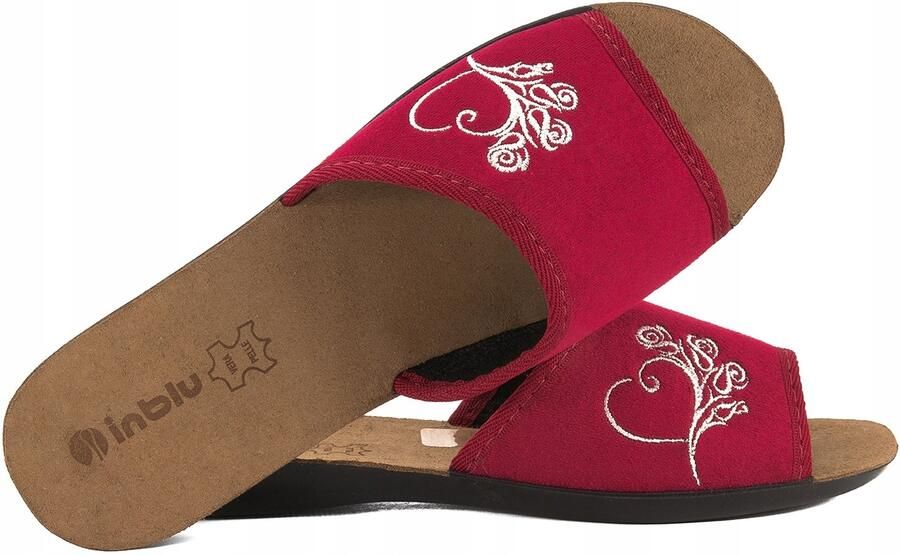 Inblu Dames Pantoffels NP-1H Open Klompjes PU Leer Bordo Roze
