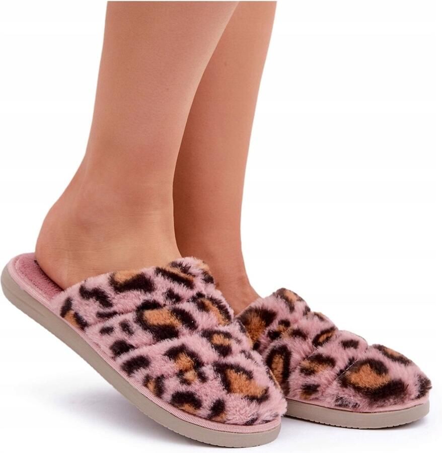 Inblu Dames Pantoffels Panterprint Roze