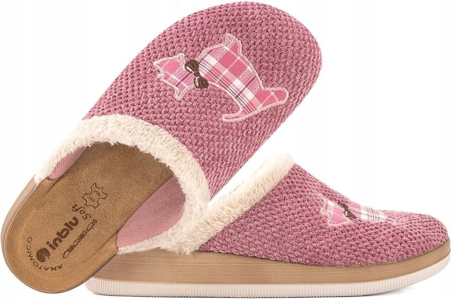 Inblu Dames Pantoffels Roze Beige Leer PU
