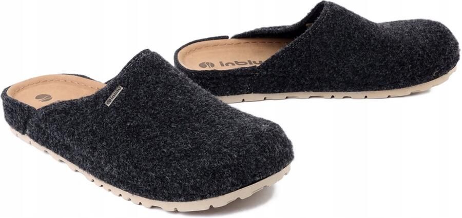 Inblu Heren Pantoffels Grijs Comfortabel Filc & Eco-leer